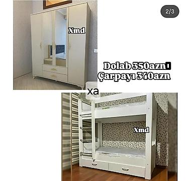 Uşaq otağı üçün dəst mebel - Dolab – 3 qapılı dizayn, orta hissədə 2