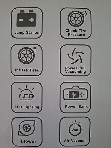 hava ufurən: 8-i 1-də çoxfunksiyalı avtomobil cihazı – Jump Starter + Hava — 2
