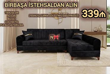 Künc divan – qara rəng, müasir dizayn Ölçü: 150x250 sm Mexanizm