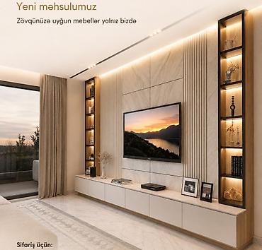 stend qiymeti: Müasir qonaq otağı üçün TV paneli və dekorativ divar mebeli komplekti — 1