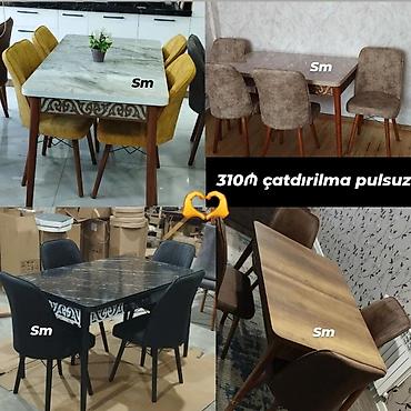 Masalar və oturacaqlar: Mətbəx üçün, Yeni, Dördbucaq masa, 4 stul — 1