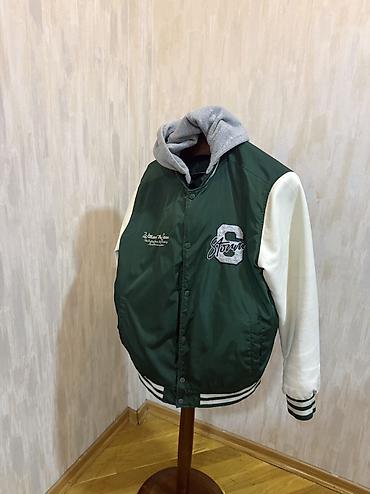 godəkcə sumqayıt: Unisex kollecsiya tipli “varsity” gödəkçə - Rəng: tünd yaşıl bədən — 2