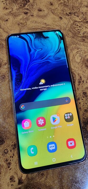 передняя камера: Samsung Galaxy A80, Колдонулган, 128 ГБ, түсү - Ак, 2 SIM