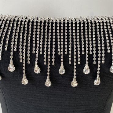 Вечерние платья: Вечернее платье, Классическое, Короткая модель, Полиэстер, Без рукавов, Стразы, S — 3