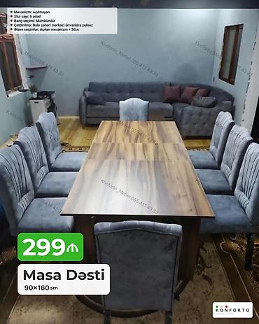 Masa Dəsti – 90×160 sm - Dəst: 1 masa + 6 stol - Mexanizm: Açılmayan lalafo.az -da Masa Dəsti – 90×160 sm - Dəst: 1 masa + 6 stol - Mexanizm: Açılmayan