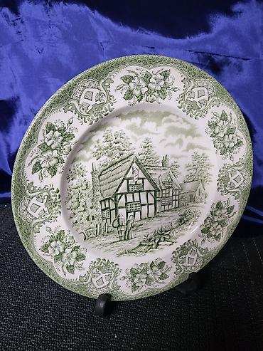 Kuhinjski setovi: Tanjir rucno graviran Engleska Staffordshire 70te. Tanjir engleski — 3