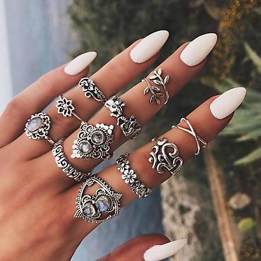 ринго тренд: Кольца шакектер в винтажном стиле 💍 Эффектный комплект из 11 — 4