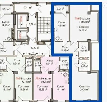 Продажа участков: 2 комнаты, 100 м², Элитка, 5 этаж, ПСО (под самоотделку)