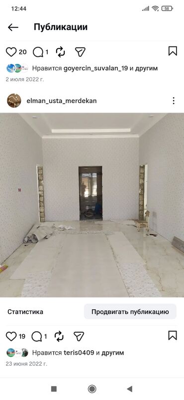 Təmir işləri: Instagram: (Elman usta merdekan) Təsvir: “hər növ təmir — 9