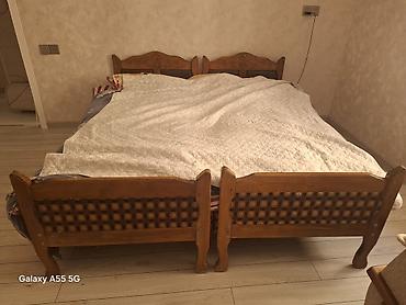tebii yolka: Taxta iki nəfərlik çarpayı - Material: tam ağac konstruksiya, klassik — 1