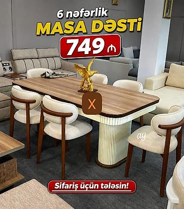 ber ber stolu: 6 nəfərlik masa dəsti - Komplekt: 1 ədəd yemək masası + 6 ədəd stul - — 1