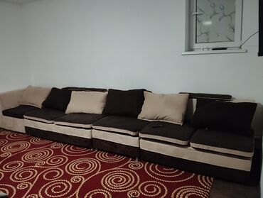 кожаный диван бу: Угловой диван, цвет - Бежевый, Б/у