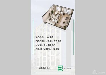 сниму квартиру в кок жар: 1 бөлмө, 44 кв. м, 106-серия жакшыртылган, 8 кабат