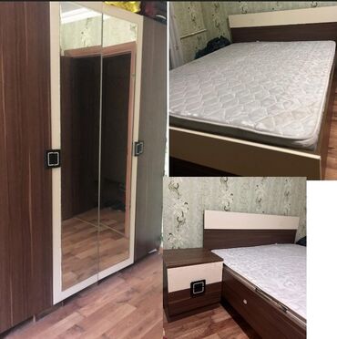 Двуспальная кровать, Шкаф, 2 тумбы, Б/у
