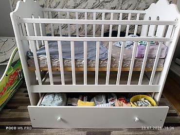 Мебель: БУ состояния абдан жакшы. Детская кроватка классическая, белая. - — 3