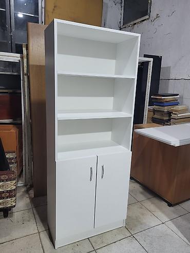 kitab dolabı: Ağ rəngli çoxfunksiyalı kitab və sənəd şkafı - Üst hissə: 3 açıq rəf — 4