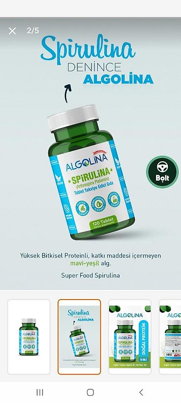 venostop gel qiyməti: Məhsul: Algolina Spirulina (Arthrospira Platensis) – 120 tablet — 1