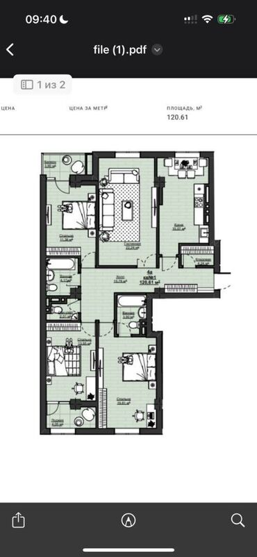 Продажа квартир: 4 комнаты, 121 м², Элитка, 13 этаж, ПСО (под самоотделку)