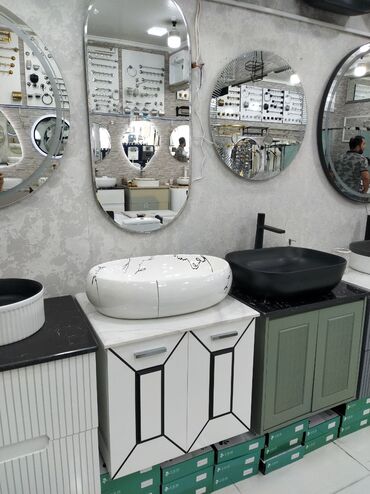 hamam vannalar: Vanna otağı üçün aksesuar və mebel seçimi - Divar güzgüləri: dairəvi
