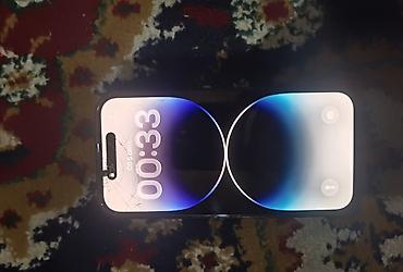 IPhone 14 Pro, Б/у, 128 ГБ, Deep Purple, Защитное стекло, 100 %