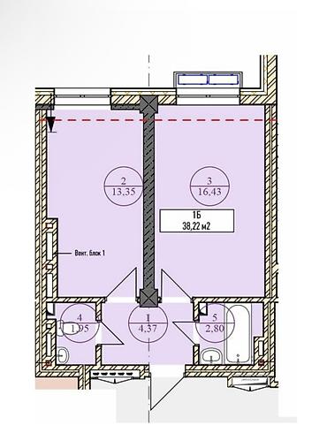 жк discovery: 1 комната, 38 м², Асанбай мкр Элитка, 4 этаж, ПСО (под самоотделку) — 2