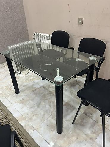 Ev və bağ: Şüşə stol - Material: qalın temperli şüşə üstlük, metal konstruksiya — 3