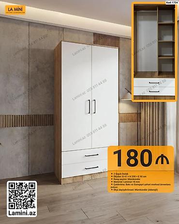 Dolablar: İki qapılı dolab – Kod: 1704 - Ölçülər: 47 sm (dərinlik) x 200 sm — 1