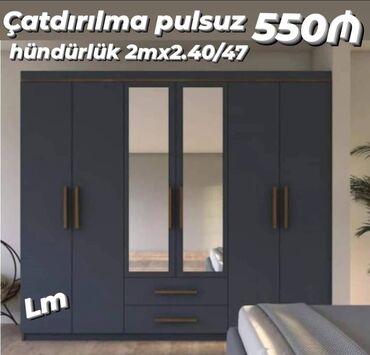 s guzguleri: Qarderob, paltar dolabı, Açılan, 5 qapı, Güzgülü, Azərbaycan, Yeni