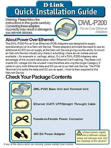 Druga oprema za računare i laptopove: D‑Link DWL‑P200 Power Over Ethernet (PoE) Adapter Kit Opis: - PoE — 7