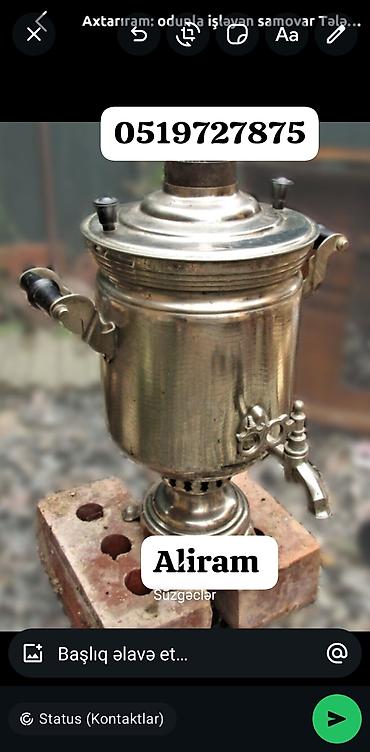samovar 10 litre: Odunla işləyən klassik samovar - Material: metal gövdə, istiyə — 1
