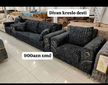 Divan və kreslo dəstləri: Yeni, Divan, 2 kreslo, Bazalı, Açılan — 6