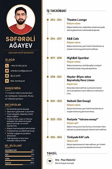 Qəlyançı, 30 yaş, 5 ildən artıq təcrübə lalafo.az -da Qəlyançı, 30 yaş, 5 ildən artıq təcrübə