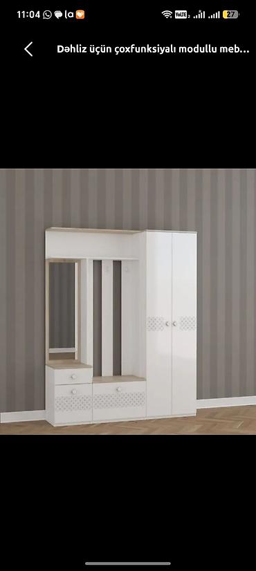 Ev üçün mebel: Yeni, 2 qapılı, Güzgülü, Ağ, Açılan, Düz dolab — 2