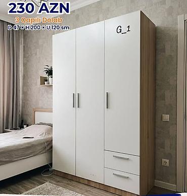3 qapılı paltar dolabı – G_1 modeli Ölçülər: Dərinlik 47 sm ×