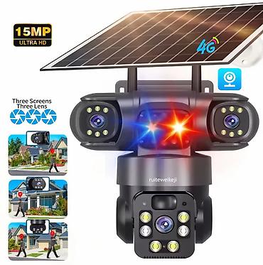 hikvison kamera: Günəş panelli 4G təhlükəsizlik kamerası – 15MP Ultra HD, üç linzalı — 1