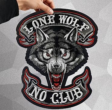 moto godekce: Məhsul: “Lone Wolf – No Club” böyük arxa çapma (nakışlı paça) - — 1