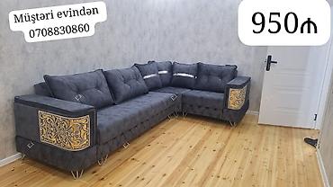 Künc divan – 950₼ - Şık tünd boz rəngli künc divan - Yumşaq, toxuması lalafo.az -da Künc divan – 950₼ - Şık tünd boz rəngli künc divan - Yumşaq, toxuması