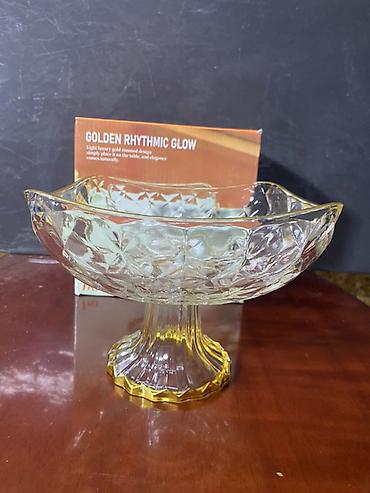 aol kg: Стеклянная конфетница/ваза на ножке Golden Rhythmic Glow.новый не — 2