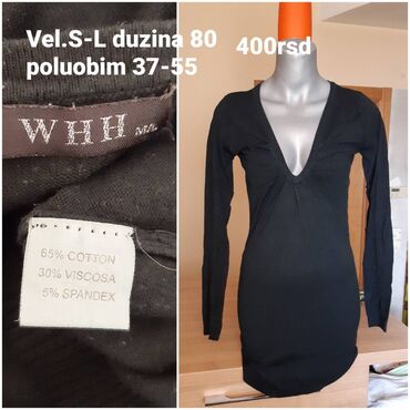 tunike haljine: S (EU 36), M (EU 38), L (EU 40), bоја - Crna, Drugi stil, Dugih rukava