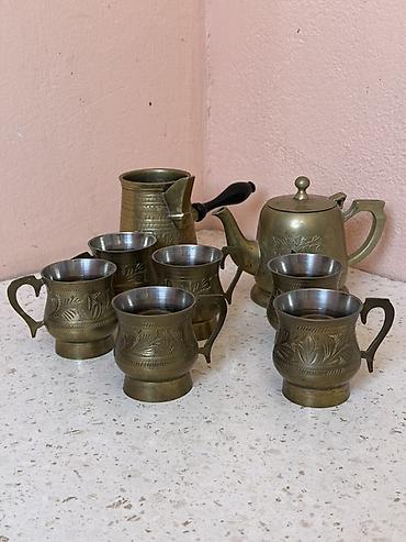 hədiyyə dəsti: Çay dəsti, rəng - Qızılı, Metal, 6 nəfərlik — 1
