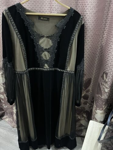 шифоновые платья с вышивкой: Вечернее длинное платье KSA’s в черно‑серой гамме. - Материал: бархат