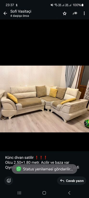 Divanlar: Künc divan, İşlənmiş, Açılan, Bazalı, Çatdırılma yoxdur