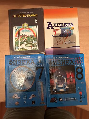 алгебра 5 плюс 9 класс: Естествознание 5 класс(100 сом), алгебра 7 класс (150), физика 7 и 8