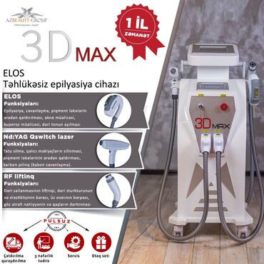 3d max lazer: Epilyasiya üçün, Tatto silmə, Fototerapiya üçün, IPL-lazer, Təlim keçirilir