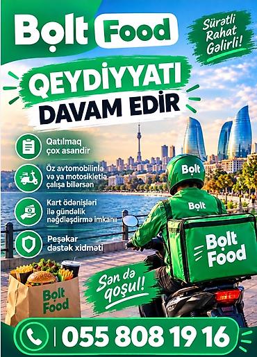 bakida ne is qurmaq olar: Sürücü-kuryer tələb olunur, Şəxsi nəqliyyat vasitəsi ilə, Gündəlik ödəniş — 1