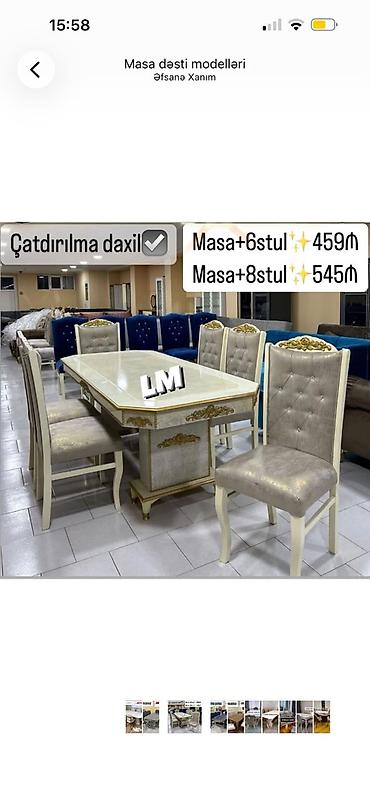 Klassik üslubda yemək otağı masa dəsti. - Komplekt variantları: -
