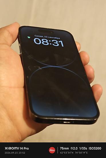 apple 14: IPhone 14 Pro, Б/у, 256 ГБ, Black Titanium, Защитное стекло, Чехол, 81 % — 6