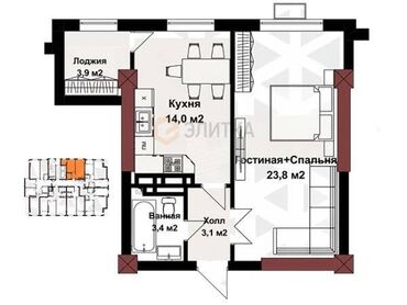 снять квартиру на длительный срок дешево: 1 комната, 48 м², Элитка, 10 этаж, ПСО (под самоотделку)