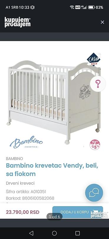 decije foteljice: Bambino krevetac Vendy – beli, sa fiokom - Materijal: drvo - Boja — 1