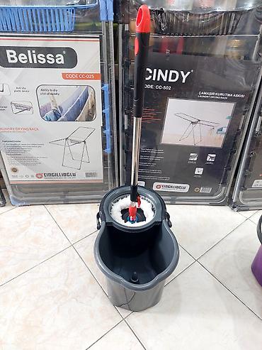 pol silen mop: Döner başlı spin mop dəsti – vedrə və paslanmayan teleskopik sapla - — 4